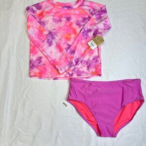 thereabouts 2 piece swim wear plus size xlarge 18.5pink/purple long sleeve